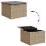 Taburete de jardín con cojín ratán sintético beige 55x55x37cm de , Otomanas de exterior - Ref: Foro24-366092, Precio: 61,13 €...