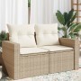 Sofá de jardín con cojines de 2 plazas ratán sintético beige de , Sofás de exterior - Ref: Foro24-366078, Precio: 190,07 €, D...
