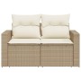 Sofá de jardín con cojines de 2 plazas ratán sintético beige de , Sofás de exterior - Ref: Foro24-366078, Precio: 190,07 €, D...