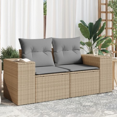 Sofá de jardín con cojines de 2 plazas ratán sintético beige de , Sofás de exterior - Ref: Foro24-366108, Precio: 184,80 €, D...