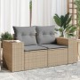 Sofá de jardín con cojines de 2 plazas ratán sintético beige de , Sofás de exterior - Ref: Foro24-366108, Precio: 184,80 €, D...