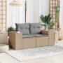 Sofá de jardín con cojines de 2 plazas ratán sintético beige de , Sofás de exterior - Ref: Foro24-366108, Precio: 184,80 €, D...