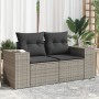 Sofá de jardín con cojines 2 plazas ratán sintético gris de , Sofás de exterior - Ref: Foro24-366143, Precio: 171,65 €, Descu...