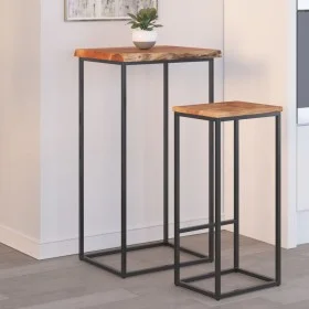 Solid acacia wood side table with natural edge, measuring 50x40x2.5 cm. by , Side tables - Ref: Foro24-370607, Price: 39,10 €...