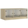 Mesa de centro con puertas de vidrio roble Sonoma 102x50x42 cm de , Mesas de centro - Ref: Foro24-836415, Precio: 78,76 €, De...