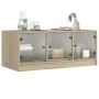Mesa de centro con puertas de vidrio roble Sonoma 102x50x42 cm de , Mesas de centro - Ref: Foro24-836415, Precio: 78,76 €, De...