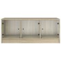 Mesa de centro con puertas de vidrio roble Sonoma 102x50x42 cm de , Mesas de centro - Ref: Foro24-836415, Precio: 78,76 €, De...