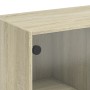 Mesa de centro con puertas de vidrio roble Sonoma 102x50x42 cm de , Mesas de centro - Ref: Foro24-836415, Precio: 78,76 €, De...
