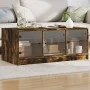 Mesa de centro con puertas de vidrio roble ahumado 102x50x42 cm de , Mesas de centro - Ref: Foro24-836417, Precio: 77,80 €, D...