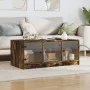 Mesa de centro con puertas de vidrio roble ahumado 102x50x42 cm de , Mesas de centro - Ref: Foro24-836417, Precio: 77,80 €, D...