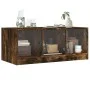 Mesa de centro con puertas de vidrio roble ahumado 102x50x42 cm de , Mesas de centro - Ref: Foro24-836417, Precio: 77,80 €, D...