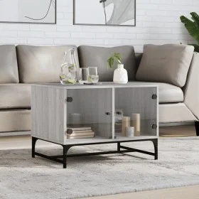 Mesa de centro con puertas de vidrio gris Sonoma 68,5x50x50 cm de , Mesas de centro - Ref: Foro24-836544, Precio: 49,36 €, De...