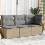 Sofá de jardín de 3 plazas con cojines ratán sintético beige de , Sofás de exterior - Ref: Foro24-366103, Precio: 195,49 €, D...