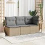 Sofá de jardín de 3 plazas con cojines ratán sintético beige de , Sofás de exterior - Ref: Foro24-366103, Precio: 195,49 €, D...