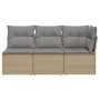 Sofá de jardín de 3 plazas con cojines ratán sintético beige de , Sofás de exterior - Ref: Foro24-366103, Precio: 195,49 €, D...