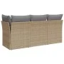 Sofá de jardín de 3 plazas con cojines ratán sintético beige de , Sofás de exterior - Ref: Foro24-366103, Precio: 195,49 €, D...