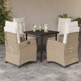 Set comedor de jardín 5 pzas con cojines ratán sintético beige en Conjuntos de jardín | Comprar online en Foru.es