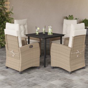 Set comedor de jardín 5 pzas con cojines ratán sintético beige en Conjuntos de jardín | Comprar online en Foru.es