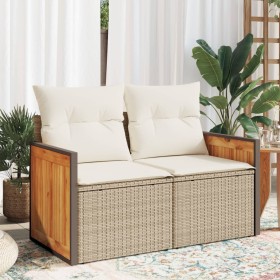 Sofá de jardín con cojines de 2 plazas ratán sintético beige de , Sofás de exterior - Ref: Foro24-366084, Precio: 166,85 €, D...
