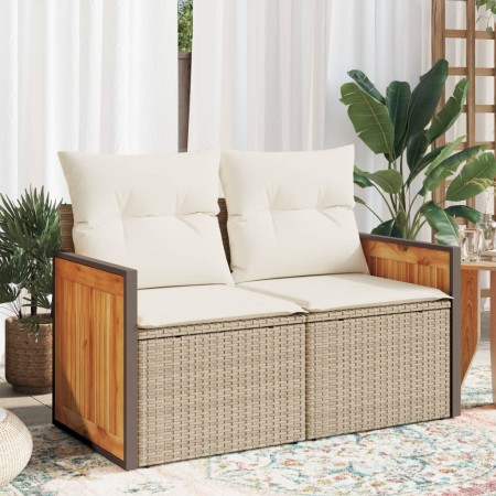 Sofá de jardín con cojines de 2 plazas ratán sintético beige de , Sofás de exterior - Ref: Foro24-366084, Precio: 166,85 €, D...