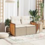 Sofá de jardín con cojines de 2 plazas ratán sintético beige de , Sofás de exterior - Ref: Foro24-366084, Precio: 166,85 €, D...