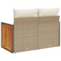 Sofá de jardín con cojines de 2 plazas ratán sintético beige de , Sofás de exterior - Ref: Foro24-366084, Precio: 166,85 €, D...