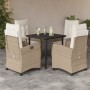 Set comedor de jardín 5 pzas con cojines ratán sintético beige en Conjuntos de jardín | Comprar online en Foru.es