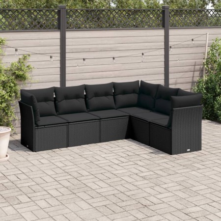 Set de sofás de jardín 6 piezas y cojines ratán sintético negro de , Conjuntos de jardín - Ref: Foro24-3217675, Precio: 391,8...