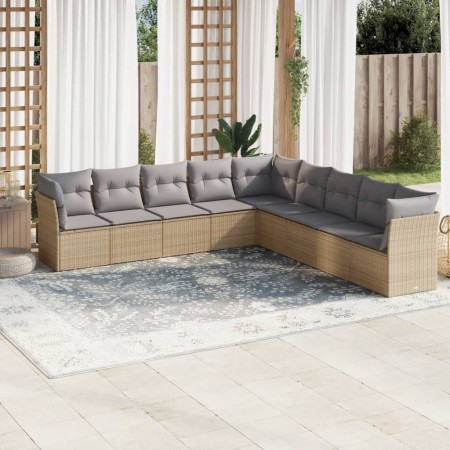 Set de sofás de jardín 9 pzas con cojines ratán sintético beige de , Conjuntos de jardín - Ref: Foro24-3217779, Precio: 559,9...