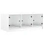 Mesa de centro con puertas de vidrio blanca 102x50x42 cm de , Mesas de centro - Ref: Foro24-836413, Precio: 80,73 €, Descuent...