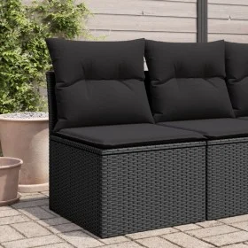 Silla de jardín sin reposabrazos con cojines ratán PE negro by , Outdoor sofas - Ref: Foro24-365984, Price: 63,62 €, Discount: %