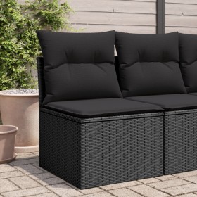 Silla de jardín sin reposabrazos con cojines ratán PE negro de , Sofás de exterior - Ref: Foro24-365984, Precio: 66,85 €, Des...