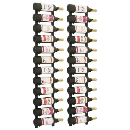 Botelleros de pared para 12 botellas hierro negro 2 unidades de vidaXL, Botelleros - Ref: Foro24-282467, Precio: 97,54 €, Des...