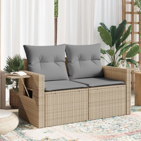 Sofá de jardín con cojines de 2 plazas ratán sintético beige de , Sofás de exterior - Ref: Foro24-366094, Precio: 159,56 €, D...