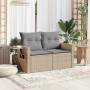 Sofá de jardín con cojines de 2 plazas ratán sintético beige de , Sofás de exterior - Ref: Foro24-366094, Precio: 159,56 €, D...