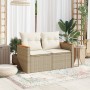 Sofá de jardín con cojines de 2 plazas ratán sintético beige de , Sofás de exterior - Ref: Foro24-366082, Precio: 156,94 €, D...