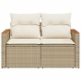 Sofá de jardín con cojines de 2 plazas ratán sintético beige de , Sofás de exterior - Ref: Foro24-366082, Precio: 156,94 €, D...