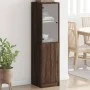 Aparador con puerta de vidrio marrón roble 35x37x142 cm de , Aparadores - Ref: Foro24-836447, Precio: 86,99 €, Descuento: %