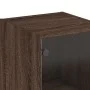 Aparador con puerta de vidrio marrón roble 35x37x142 cm de , Aparadores - Ref: Foro24-836447, Precio: 86,99 €, Descuento: %