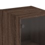 Aparador con puerta de vidrio marrón roble 35x37x142 cm de , Aparadores - Ref: Foro24-836447, Precio: 88,37 €, Descuento: %
