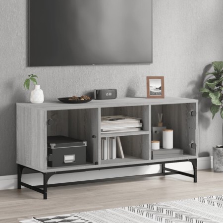 Mueble de TV con puertas de vidrio gris Sonoma 102x37x50 cm de , Muebles TV - Ref: Foro24-836537, Precio: 49,85 €, Descuento: %