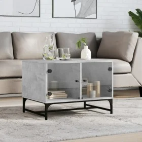 Mesa de centro puertas de vidrio gris hormigón 68,5x50x50 cm de , Mesas de centro - Ref: Foro24-836542, Precio: 47,92 €, Desc...