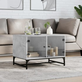 Mesa de centro puertas de vidrio gris hormigón 68,5x50x50 cm de , Mesas de centro - Ref: Foro24-836542, Precio: 48,34 €, Desc...