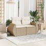 Sofá de jardín con cojines de 2 plazas ratán sintético beige de , Sofás de exterior - Ref: Foro24-366080, Precio: 196,30 €, D...