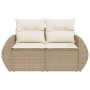 Sofá de jardín con cojines de 2 plazas ratán sintético beige de , Sofás de exterior - Ref: Foro24-366080, Precio: 196,30 €, D...