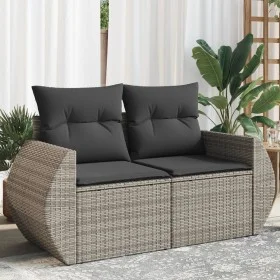 Sofá de jardín con cojines 2 plazas ratán sintético gris de , Sofás de exterior - Ref: Foro24-366124, Precio: 182,69 €, Descu...