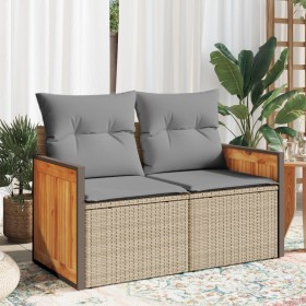 Sofá de jardín con cojines de 2 plazas ratán sintético beige de , Sofás de exterior - Ref: Foro24-366111, Precio: 157,23 €, D...