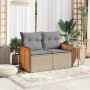 Sofá de jardín con cojines de 2 plazas ratán sintético beige de , Sofás de exterior - Ref: Foro24-366111, Precio: 157,23 €, D...