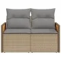 Sofá de jardín con cojines de 2 plazas ratán sintético beige by , Outdoor sofas - Ref: Foro24-366111, Price: 177,95 €, Discou...