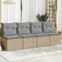 Sofá de jardín de 4 plazas con cojines ratán sintético beige by , Outdoor sofas - Ref: Foro24-366089, Price: 221,53 €, Discou...